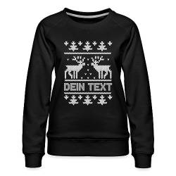 Spreadshirt Ugly Christmas Sweater Personalisiert Mit Name Oder Text Frauen Premium Pullover, M, Schwarz von Spreadshirt