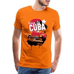 Spreadshirt Viva la Cuba Havana Kuba Oldtimer Palmen Urlaub Männer Premium T-Shirt, L, Orange von Spreadshirt