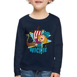 Spreadshirt Wickie Und Die Starken Männer Wikingerschiff Kinder Premium Langarmshirt, 110/116 (4 Jahre), Navy von Spreadshirt