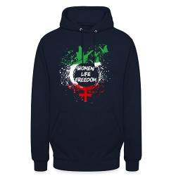 Spreadshirt Women Life Freedom Peace Frieden Iran Zan Zendegi Azadi Unisex Hoodie, M, Navy von Spreadshirt