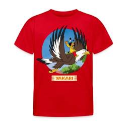 Spreadshirt Yakari Indianer Fliegt Auf Großer Adler Kreislogo Kinder T-Shirt, 110/116 (5-6 Jahre), Rot von Spreadshirt