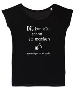 Spruch T-Shirt - bringt nischt - Damen/Berliner Sprüche Statement T-Shirt vom Label SPREEklamotte Mode Shirt Schwarz - Oversized Oberteil - S von Spreeklamotte Berlin