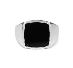 Herren Ring Siegelring mit Onyx Stein schwarz 925 Silber massiv quadratisch eckig poliert glänzend | Männer-Schmuck aus Deutschland mit Geschenkbox (56) von Sprezzi Fashion