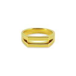 Herren Ring Silber und Gold aus 925 Sterling Silber (18k vergoldet) poliert handgemachte Fläche minimalistisch hochwertiger moderner Herrenschmuck aus Deutschland (Gold, 54) von Sprezzi Fashion