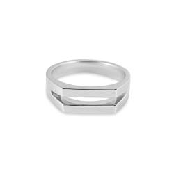 Herren Ring Silber und Gold aus 925 Sterling Silber (18k vergoldet) poliert handgemachte Fläche minimalistisch hochwertiger moderner Herrenschmuck aus Deutschland (Silber, 66) von Sprezzi Fashion