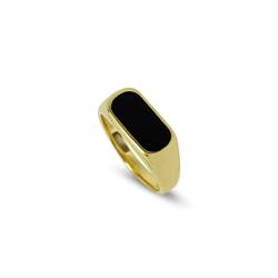 Herren Ring Silber und Gold aus 925 Sterling Silber vergoldet mit Onyx Stein minimalistischer Herrenring (Gold, 64) von Sprezzi Fashion