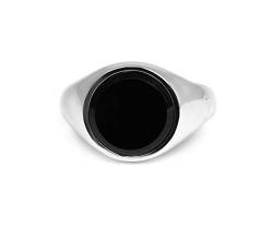 Sprezzi Fashion Herren Ring Siegelring mit Onyx Stein schwarz 925 Silber massiv rund poliert glänzend (56) von Sprezzi Fashion