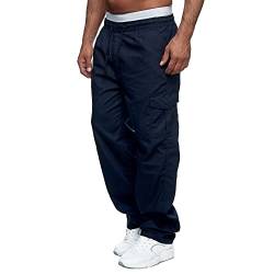 Herren-Cargo-Arbeitshose, leger, lockere Passform, Stretch, Kampfanzug, Jogginghose, Hose für Herren, Größe M-3XL, navy, 56 von Sprifloral