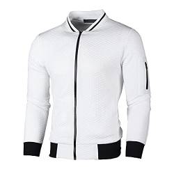 Herren-Fleece-Sweatshirt, durchgehender Reißverschluss, leicht, lässig, langärmelig, M-3XL, weiß, L von Sprifloral