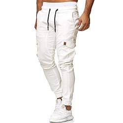 Sprifloral Herren Cargohose Baumwolle Arbeitshose mit Mehreren Taschen Hose, Weiß, M von Sprifloral