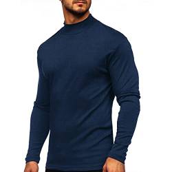 Sprifloral Herren Thermo Langarm T-Shirt Top Rollkragen Warme Unterwäsche Baselayer S-3XL, dunkelblau, M von Sprifloral