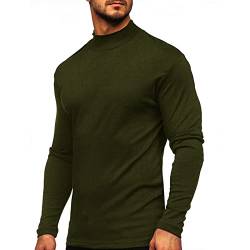 Sprifloral Herren Thermo Langarm T-Shirt Top Rollkragen Warme Unterwäsche Baselayer S-3XL, grün, XXL von Sprifloral