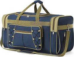 Reisetasche für Herren, Weekender über Nacht, leicht, extra groß, Oxford-Duffle, Fitnessstudio, stabiles Gepäck, wasserdicht, für Männer und Frauen, 66 cm (Blau/Gold) von Spring Country