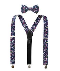 Herren Baumwolle Floral Hosenträger und Fliege Set für Trauzeugen Hochzeit Party, 23-Marineblau, 122 cm von Spring Notion