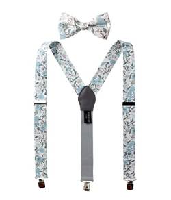 Herren Baumwolle Floral Hosenträger und Fliege Set für Trauzeugen Hochzeit Party, 48-Dusty Blue, 122 cm von Spring Notion