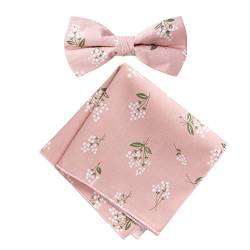 Spring Notion Herren Fliege und Einstecktuch aus Baumwolle mit Blumenmuster, 13 Blush Pink, Einheitsgröße von Spring Notion