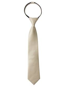 Spring Notion Satin-Krawatte für Jungen, mit Reißverschluss, optionale Geschenkbox, Champagner, Large von Spring Notion