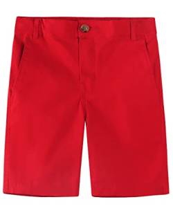 Spring&Gege Jungen Chino Shorts Baumwolle Kurze Hose Sommer Shorts für Kinder, Rot, S(5-6 Jahre/116-122) von Spring&Gege