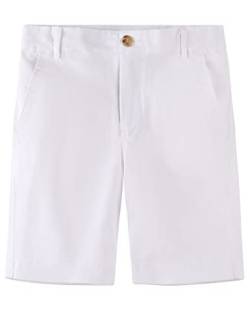 Spring&Gege Jungen Chino Shorts Baumwolle Kurze Hose Sommer Shorts für Kinder, Weiß, M(7-8 Jahre/128-134) von Spring&Gege