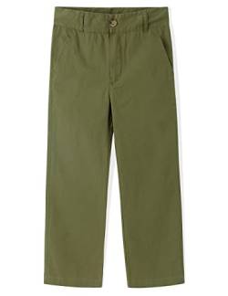 Spring&Gege Jungen Einheitliche Chino Hose mit Gerader Passform und Flacher Vorderseite, Olivgrün, 7-8 Jahre von Spring&Gege