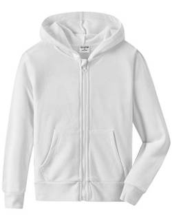 Spring&Gege Jungen Fleece Hoodie Zip Kapuzenpullover Basic Einfarbig Baumwoll Pullover mit Kapuze für Kinder, Weiß, 11-12 Jahre von Spring&Gege