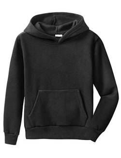 Spring&Gege Jungen Fleece Kapuzenpullover Langarm Pullover Basic Einfarbig Sweatshirts Hoodie für Kinder, Schwarz, 11-12 Jahre von Spring&Gege