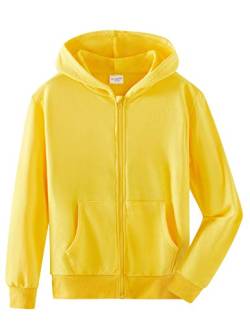 Spring&Gege Jungen Hoodie Sweatjacke Basic Einfarbig Baumwoll Kapuzenjacke für Kinder Gelb 5-6 Jahre von Spring&Gege