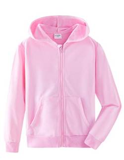 Spring&Gege Jungen Hoodie Sweatjacke Basic Einfarbig Baumwoll Kapuzenjacke für Kinder Rosa 5-6 Jahre von Spring&Gege