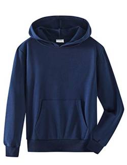 Spring&Gege Jungen Kapuzenpullover Pullover Basic Einfarbig Baumwoll Hoodie Sweatshirt für Kinder, Navy, 9-10 Jahre von Spring&Gege