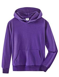 Spring&Gege Jungen Kapuzenpullover Pullover Basic Einfarbig Baumwoll Hoodie Sweatshirt für Kinder, Violett, 9-10 Jahre von Spring&Gege