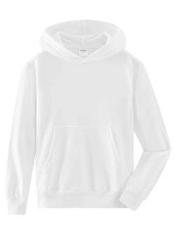 Spring&Gege Jungen Kapuzenpullover Pullover Basic Einfarbig Baumwoll Hoodie Sweatshirt für Kinder, Weiß, 5-6 Jahre von Spring&Gege