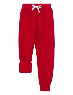 Spring&Gege Jungen Mädchen Fleece Sweathose Basic Freizeithose Sporthose mit tiefen Taschen für Kinder, Rot, 3-4 Jahre von Spring&Gege