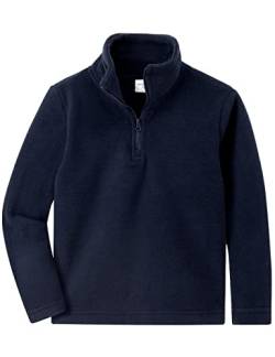 Spring&Gege Jungs Mädchen Polar Fleecejacke mit Viertelreißverschluss Winterjacke Strickjacken für Kinder Navy blau 9-10 Jahre(140 146) von Spring&Gege