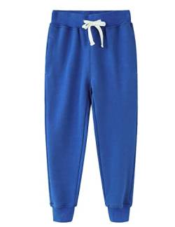 Spring&Gege Kinder Solid Athletic Sweatpants Basic Freizeithose Sportswear mit tiefen Taschen, Königsblau, 5-6 Jahre von Spring&Gege