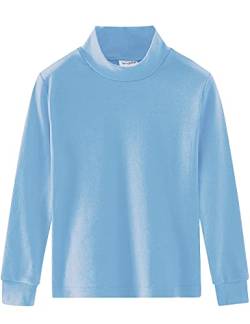 Spring&Gege Kleine & Große Jungen Mädchen Langarm Mock Rollkragenpullover T-Shirt Baumwolle Base Layer Tops Himmelblau 128 134, M von Spring&Gege