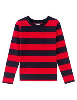 Spring&Gege Langärmliges gestreiftes T-Shirt für Jungen Baumwoll-T-Shirts mit Rundhalsausschnitt, schwarzer und roter Streifen, 13-14 Jahre von Spring&Gege