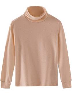 Spring&Gege Mädchen Solid Rollkragenpullover Baumwolle Langarm Shirt Kinder Base Layer Basic Tops Beige 116 122, S von Spring&Gege