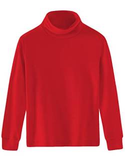 Spring&Gege Mädchen Solid Rollkragenpullover Baumwolle Langarm Shirt Kinder Base Layer Basic Tops Rot 164 170, XXL von Spring&Gege