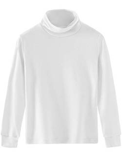 Spring&Gege Mädchen Solid Rollkragenpullover Baumwolle Langarm Shirt Kinder Base Layer Basic Tops Weiß 152 158, XL von Spring&Gege