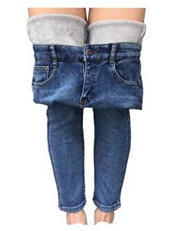 Frauen Solide Fleece Jeans Hohe Taille Plüsch Denim Hosen Winter Gerade Jeggings Hosen (Light Blue, Large) von Springcmy