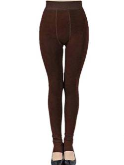 Springcmy Frauen Winter Thermo Strumpfhosen Fleece gefüttert hoch taillierte Thermal Leggings Hosen (Brown, One Size) von Springcmy