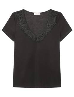 SPRINGFIELD Damen V-Neck lace T-Shirt, Black, M von Springfield