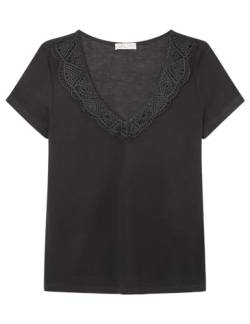 SPRINGFIELD Herren V-Neck lace T Kurzarm Shirt, Black, S von Springfield