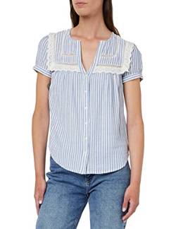 Springfield Damen Bluse Teil Spitze Hemd, hellblau, 36 von Springfield