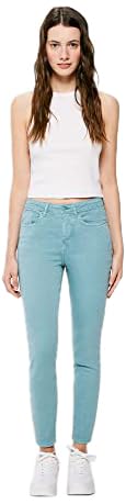 Springfield Damen Jeans Slim Cropped Eco Dye Jeanshose, Türkis/Ente, 38 von Springfield