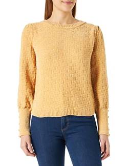 Springfield Damen Jersey Chenille Ärmelbündchen Knöpfe Polo-Pullover, Goldfarben/Senf, M von Springfield