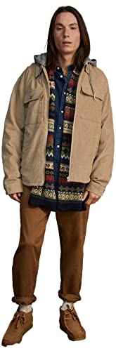 Springfield Herren Overshirt Cord Abnehmbare Kapuze Jacke, beige, M von Springfield