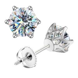 ✦ Geschenke für Frauen ✦ Springlight Moissanit-Ohrringe,S925 Sterling Silber 0,5-1 ct D Farbe Reinheit VVS1 Spitze sechs Krallen Moissanit Ohrstecker,Hochzeitsgeschenk Verlobungsgeschenk.(0.5ct) von Springlight