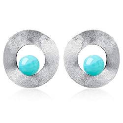 ✦ Geschenke für Frauen ✦Springlight Naturedelstein Minimalistischer Stil Ungleichmäßige Runde Baumelnde Ohrringe 925 Sterling Silber Ohrringe Personalisierte Geschenke.(Silver-Amazonite) von Springlight