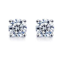 ✦ Geschenke für Frauen ✦Springlight S925 Sterling Silber Moissanite Ohrstecker 0,5 ct/1 ct/2 ct D Farbe VVS1 Klarheits Runde Moissanit-Diamant Ohrringe, Hochzeitsgeschenk. (1CT(6.5MM)/Pair) von Springlight